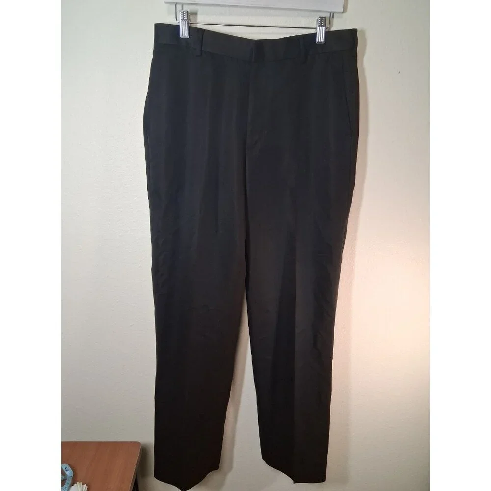 Arrow Dress Pants Flat Front Business Casual Slacks Trousers Black Mens Sz 32x32